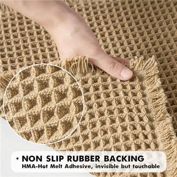 Set of 2 brown waffle bath mats non slip absorbent washable bathroom rugs 18x30 - Picture 4 of 7